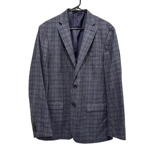 Lauren Ralph Lauren Mens 42L Blue Plaid Wool Silk Linen Sport Coat Blazer